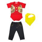 Body Bebê Fantasia Cowboy Vaqueiro 100% algodão + Calça e Lenço