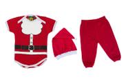 Body Bebê Fantasia Natal Papai Noel + Gorro e Calça