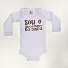 Body Bebê Manga Longa Branco Chocolatinho da Dinda