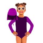 Body Bebê Manga Longa Infantil c/Boné Térmico Proteção Solar UV 50+ Banho Praia Piscina