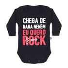 Body Bebê Manga Longa Quero Rock Preto