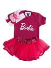 Body Bebe Menina- BARBIE+ Tutu + Laço - Temático Mesversário