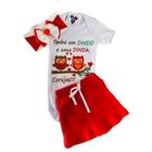 Body Bebe Menina-- DINDA E DINDO CORUJAS+ Laço + Saia - Temático Mesversário - RL