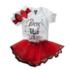 Body Bebe Menina-Frases- SOU DA TITIA + Laço + Saia Tule - Temático Mesversário