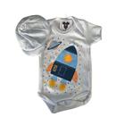 Body Bebe Menino Astronauta -Foguete + Boina- Mesversário - RL