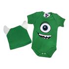 Body Bebe Menino Monstro VERDE + Touca - Temático Mesversário - R.L