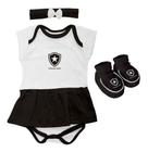 Body Bebe + Pantufa + Lacinho Menina Botafogo Oficial - Branco - GG (9-12 meses)