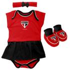 Body Bebe + Pantufa + Lacinho Menina Sao Paulo F. C. Oficial - Vermelho - GG (9-12 meses)