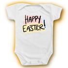 Body Bebê Páscoa Happy Easter Inglês Macacão Recem Nascido