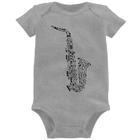 Body Bebê Saxofone Notas Musicais - Foca na Moda