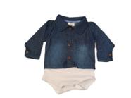 Body Camisa Jeans Bebê Infantil +1BB