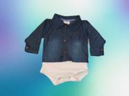 Body Camisa Jeans Bebê Infantil +1BB