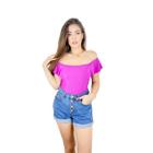 body ciganinha manga babado com bojo poliéster moda gringa