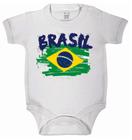 Body curto bebê branco estampa bandeira do brasil copa