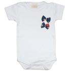 Body de Bebê Branco Lacinho Floral Marinho