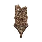 Body de Malha Franzido com Estampa Leopardo - Sexy e Elegante