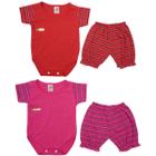 Body e Short Para Bebê Recém-nascido Menina Kit Com 4 Peças