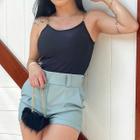 Body feminino alça corrente tecido poliéster