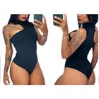 Body feminino regata um ombro só gola alta