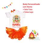 Body Festa Junina Bebê Saia Tutu Laço Personalizado Com Nome Miss Caipirinha Linda Quadrilha Menina - 2 Rosas