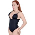 Body Fio Decote Em V Profundo Modelador Corporal Efeito Peito Volumoso