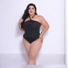 Body Frente Única Plus Size Detalhe Bijoux No Pescoço