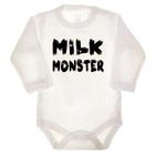 Body longo bebê branco estampa milk monster halloween