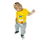 Body Maggie Simpson Bebê Fantasia Mesversario Amarelo + Calça Saruel + Tenis Preto