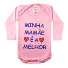 Body Manga longa Bebe Tecido Suedine Personalizado Frase Minha Mamae É A Melhor Rosa 100 algodão meninas Baby Deluxe