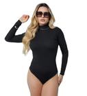 Body manga longa gola alta ribanna feminino estilo