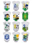 Body Mesversario Futebol Kit Com 12 Bodies de Bebê 1 a 12 Meses - Calupa