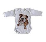 body nenê criança roupa bebê manga longa Cachorro Bulldog Dog