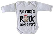 body nenê criança roupa bebê manga longa Eu curto rock com o vovô