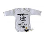 body nenê criança roupa bebê manga longa Keep Calm Return Fire