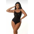 Body paetê frontal alça extra fina moda feminina