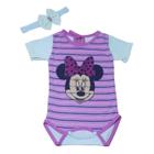 Body Para Bebê Com Estampa da Minnie Bory Lilás Mesversário REF S205D