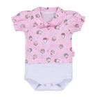 Body para bebê menina camisa curta cupcake rosa claro