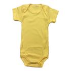 Body para bebês manga curta amarelo liso algodão