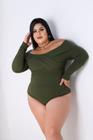 Body Plus Size Ciganinha Ombro a Ombro Detalhe Transpassado