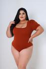 Body Plus Size Manga Curta Princesa Decote Quadrado