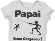 Body Roupinha Bebê Papai Estou Chegando Pescador Branca