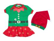 Body Saia Bebê Fantasia Ajudante de Mamãe Noel + Gorro