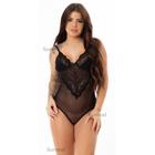 Body Sexy Tule Transparente Decote Renda Sedutor Lingerie Provocante Blogueira Luxo Sensual