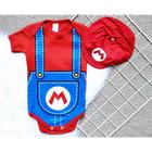 Body Temático Bebê Mêsversário Infantil Super Mario Broz