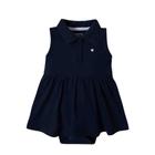 Body Vestido Hering Kids Bebê Menina Gola Polo Azul