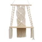 Boêmio Macrame Tapestry Rack Mão Parede Tecida Parede pendurada de armazenamento de flores Prateleira de madeira Prateleira de tapeçaria Rack Decoramento Ornamentos Decorativos Tapeçarias Decorativas - HTTN