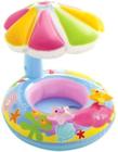 Bóia Bote Inflavel Bebe Com Toldo Capota Solar Infantil azul colorido
