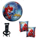 Boia De Braço Homem Aranha + 1 Bola + 1 Bomba Ar