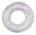 Bóia Inflável Circular Glitter Prata 56cm praia e piscina