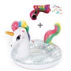 Boia Unicórnio Gliter Baby Infantil Colorida Brinquedo 70cm Piscina Menina Bexiga Bote Presente Criança Bebê Guerra